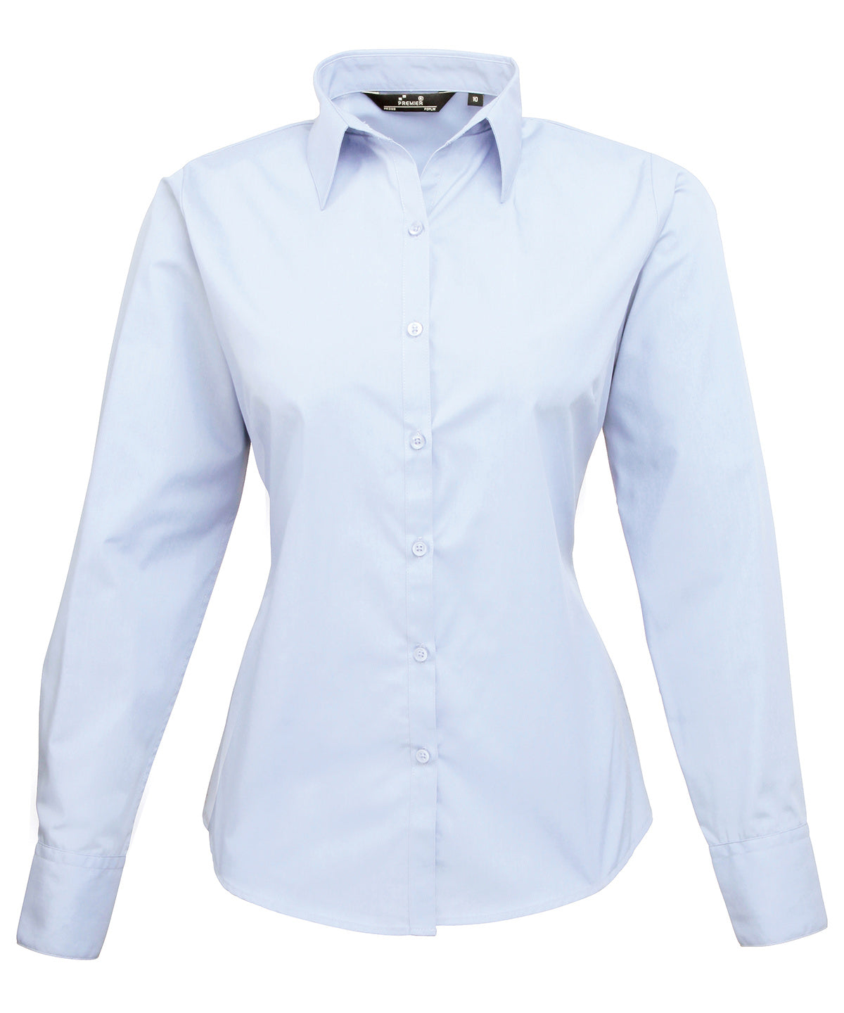 Ladies Poplin Long Sleeve Blouse - Light Blue